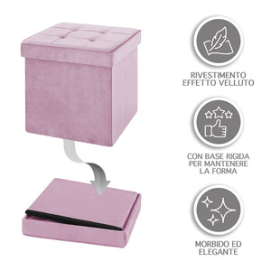 Pouf Contenitore In Velluto Quadrato Moderno Panca Cassapanca Soggiorno Panchina Per Ingresso Scarpiera Sgabello Panca Moderna  RosaAntico