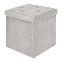 Pouf Contenitore In Velluto Quadrato Moderno Panca Cassapanca Soggiorno Panchina Per Ingresso Scarpiera Sgabello Panca Moderna  Grigio chiaro
