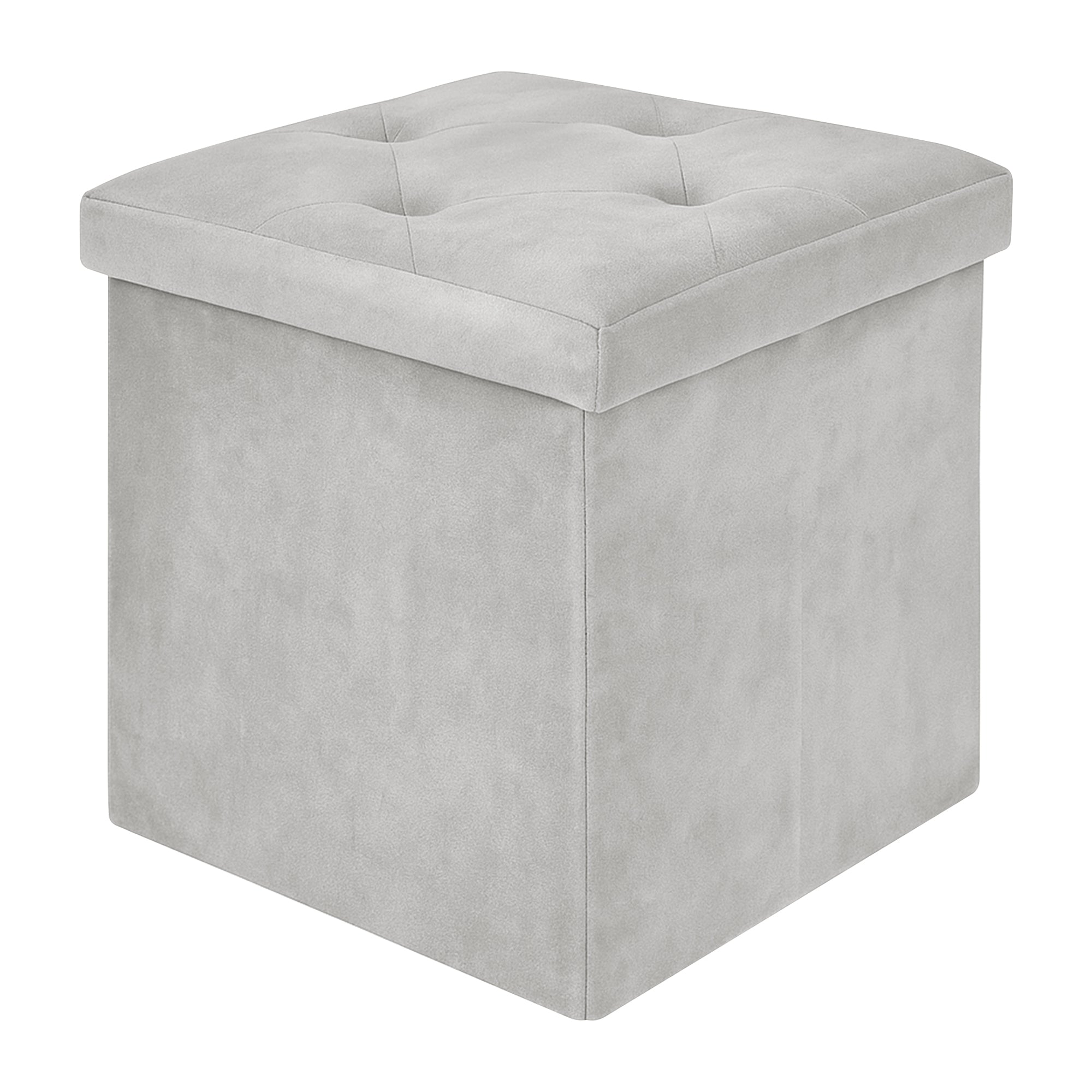 Pouf Contenitore In Velluto Quadrato Moderno Panca Cassapanca Soggiorno Panchina Per Ingresso Scarpiera Sgabello Panca Moderna  Grigio chiaro