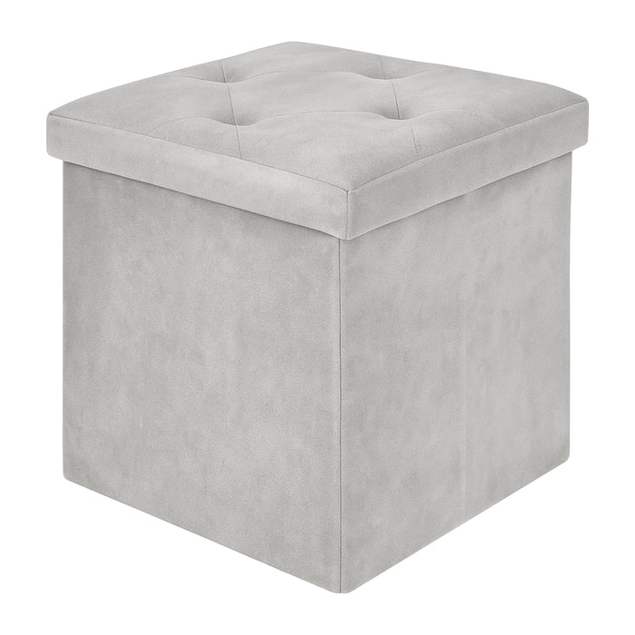 Pouf Contenitore In Velluto Quadrato Moderno Panca Cassapanca Soggiorno Panchina Per Ingresso Scarpiera Sgabello Panca Moderna  Grigio chiaro