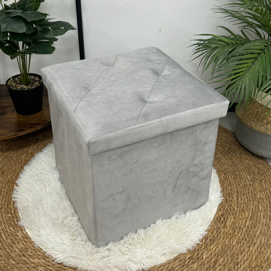Pouf Contenitore In Velluto Quadrato Moderno Panca Cassapanca Soggiorno Panchina Per Ingresso Scarpiera Sgabello Panca Moderna  Grigio chiaro