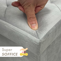 Pouf Contenitore In Velluto Quadrato Moderno Panca Cassapanca Soggiorno Panchina Per Ingresso Scarpiera Sgabello Panca Moderna  Grigio chiaro