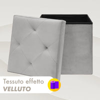 Pouf Contenitore In Velluto Quadrato Moderno Panca Cassapanca Soggiorno Panchina Per Ingresso Scarpiera Sgabello Panca Moderna  Grigio chiaro