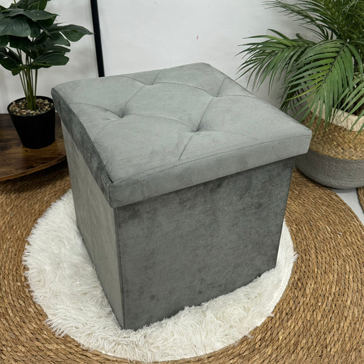 Pouf Contenitore In Velluto Quadrato Moderno Panca Cassapanca Soggiorno Panchina Per Ingresso Scarpiera Sgabello Panca Moderna  Grigio scuro