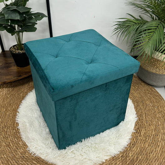 Pouf Contenitore In Velluto Quadrato Moderno Panca Cassapanca Soggiorno Panchina Per Ingresso Scarpiera Sgabello Panca Moderna  Petrolio