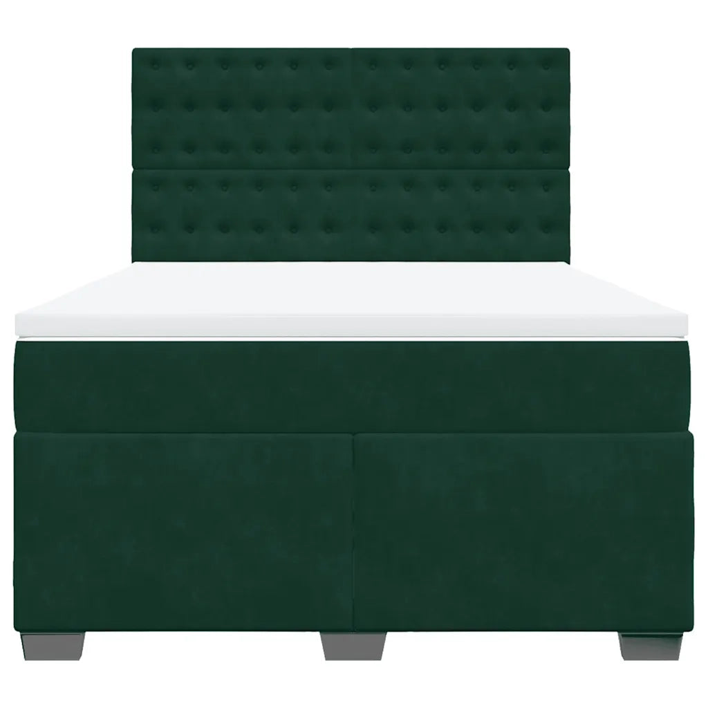 Giroletto a Molle con Materasso Verde Scuro 140x190 cm Velluto