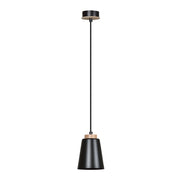 Sospensione 1 Luce Lancillotto A Cono In Acciaio Nero E Legno Naturale