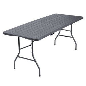 Tavolo Moderno Pieghevole Interno Esterno Richiudibile Struttura In Acciaio Per Feste Giardino Campeggio Vacanze Lunghezza 180 Cm Tavolino Pic Nic Esterno Salvaspazio Camping Terrazzo - Antracite