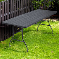 Tavolo Moderno Pieghevole Interno Esterno Richiudibile Struttura In Acciaio Per Feste Giardino Campeggio Vacanze Lunghezza 180 Cm Tavolino Pic Nic Esterno Salvaspazio Camping Terrazzo - Antracite