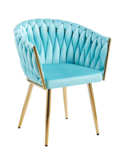 Poltrona Con Schienale In Velluto Intrecciato Design Moderno, Sedia Imbottita Circolare con Gambe in Metallo Placcato Oro Poltroncina  - Tiffany