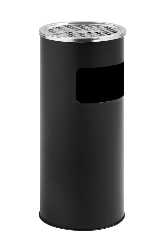 Posacenere 2 In 1 Da Terra In Acciaio Inox Per Esterno Con Gettacarte Rotondo O Rettangolare Con Secchio Cestino Professionale Gettacarte Spazzatura Casa Ufficio Bar Ristoranti Pattumiera Sigarette - Mod1Nero