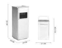 Posacenere 2 In 1 Da Terra In Acciaio Inox Per Esterno Con Gettacarte Rotondo O Rettangolare Con Secchio Cestino Professionale Gettacarte Spazzatura Casa Ufficio Bar Ristoranti Pattumiera Sigarette - Mod2Grigio