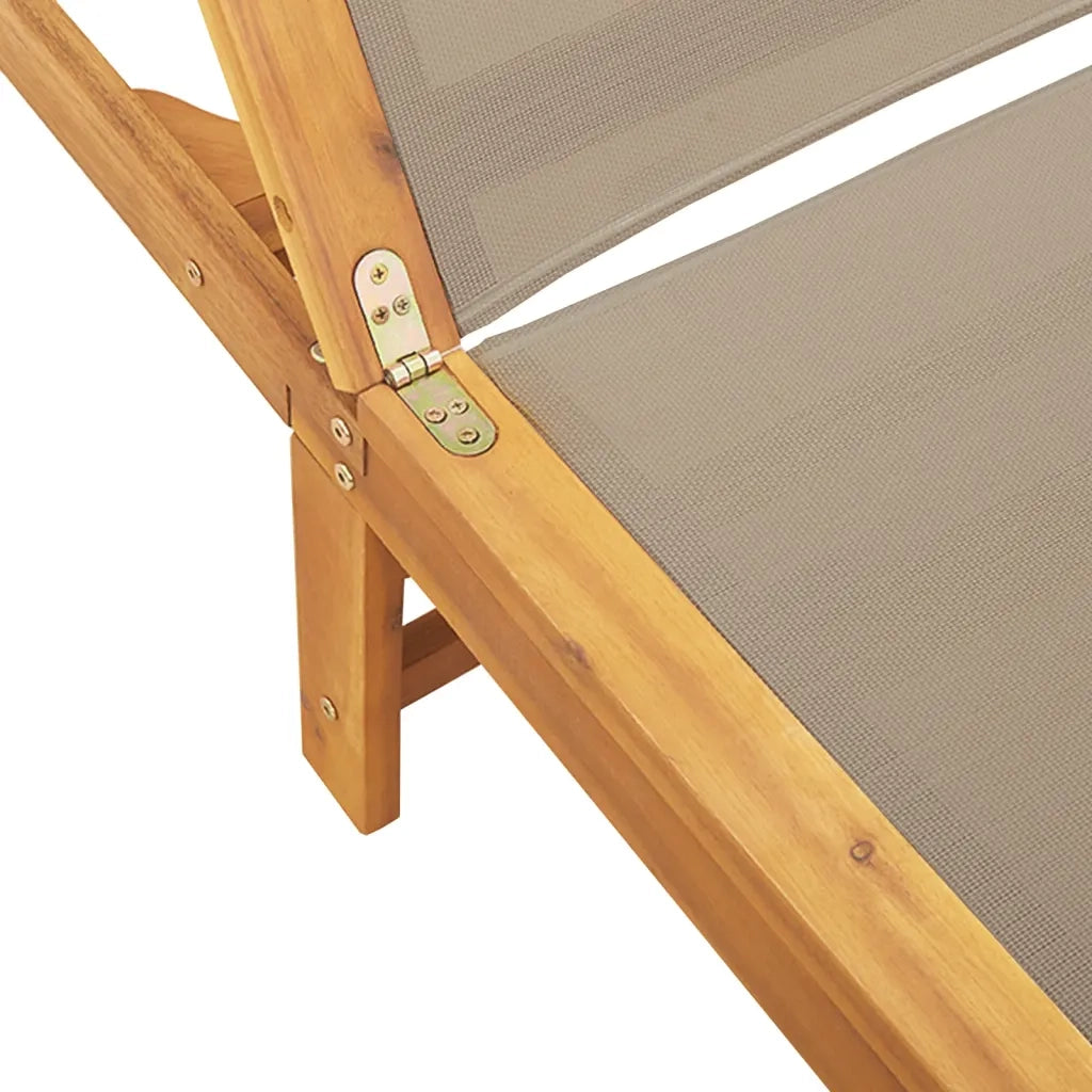Lettini Prendisole 2 pz e Tavolo Tortora Legno Acacia/Textilene 3279255