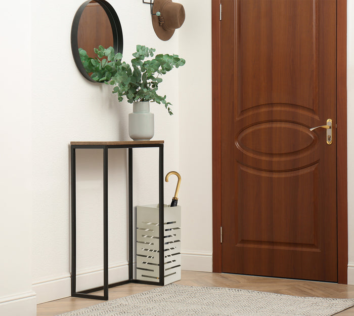 Portaombrelli Interno Esterno  Elegante in Metallo Con Ganci Per Ombrellini Design Moderno Modello 4 Tortora