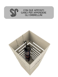 Portaombrelli Interno Esterno  Elegante in Metallo Con Ganci Per Ombrellini Design Moderno Modello 4 Tortora