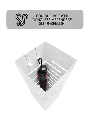 Portaombrelli Interno Esterno  Elegante in Metallo Con Ganci Per Ombrellini Design Moderno Modello 9 Bianco