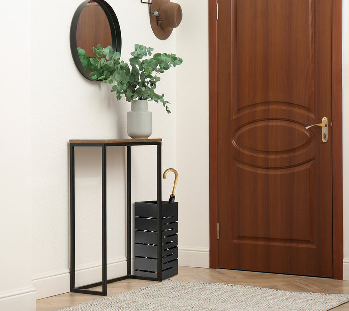 Portaombrelli Interno Esterno  Elegante in Metallo Con Ganci Per Ombrellini Design Moderno Modello 9 Nero