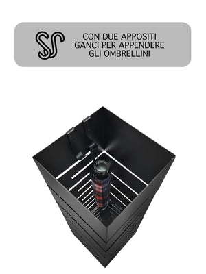 Portaombrelli Interno Esterno  Elegante in Metallo Con Ganci Per Ombrellini Design Moderno Modello 9 Nero