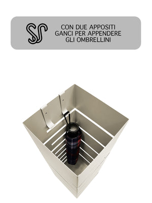 Portaombrelli Interno Esterno  Elegante in Metallo Con Ganci Per Ombrellini Design Moderno Modello 9 Tortora