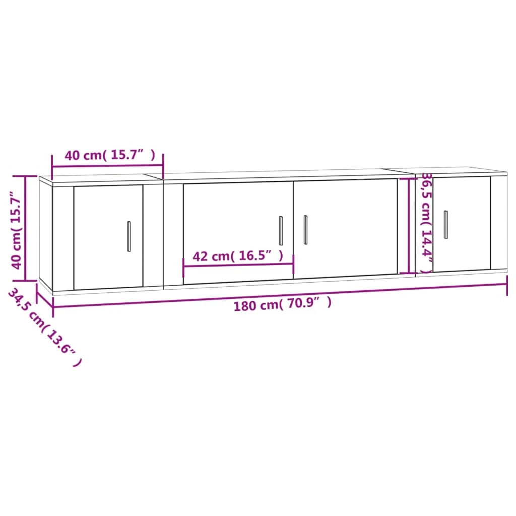 Set di mobili da 3 pezzi tra cui armadio credenza mobile TV soggiorno/camera da letto salotto rovere affumicato legno marrone ingegnerizzato 02_0024601
