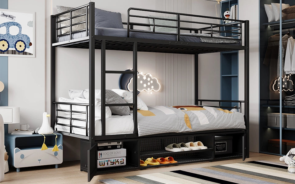 letto a castello metallo nero 90 x 200 cm