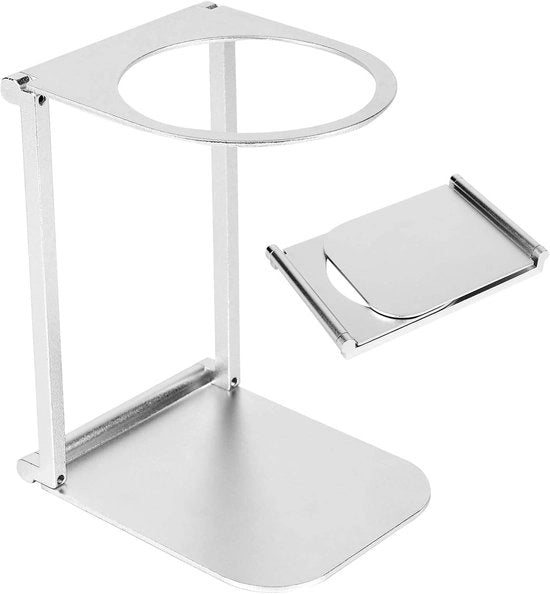 Supporto per Filtro Caffè e Tè in Lega di Alluminio - Sostegno Reclinabile per Accessori Macchina Caffè - Filtro Caffè e Tè per Ufficio Casa e Campeggio (Argento)