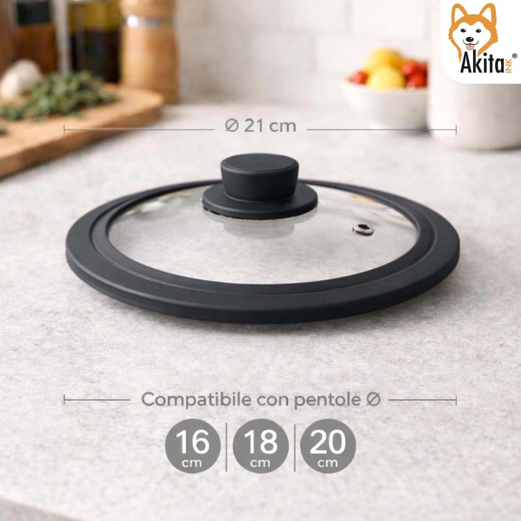 Akitaink Coperchio Vetro Silicone 16 18 20 cm