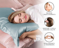Federa 100% Seta Di Gelso 50x80Cm Certificate OekoTex Chiusura Zip Con Volant da 5 Cm Retro In Tencel Di Eucalipto Anticrespo Anti-Age Rigenerante Cromoterapia  - Azzurro