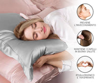 Federa 100% Seta Di Gelso 50x80Cm Certificate OekoTex Chiusura Zip Con Volant da 5 Cm Retro In Tencel Di Eucalipto Anticrespo Anti-Age Rigenerante Cromoterapia  - Grigio