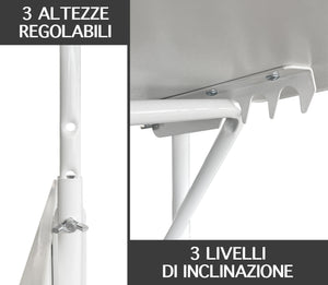 Tavolino Pieghevole Da Balcone 60x40Cm Uv Resistent Antiruggine Tavolo Sospeso Da Appendere Alla Ringhiera Richiudibile Salvaspazio Altezza Regolabile Struttura In Metallo Impermeabile  - Bianco
