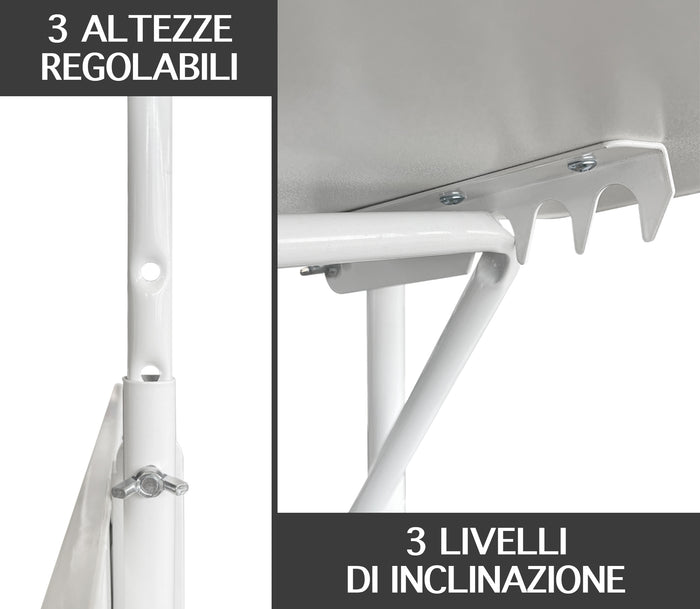 Tavolino Pieghevole Da Balcone 60x40Cm Uv Resistent Antiruggine Tavolo Sospeso Da Appendere Alla Ringhiera Richiudibile Salvaspazio Altezza Regolabile Struttura In Metallo Impermeabile  - Bianco