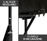 Tavolino Pieghevole Da Balcone 60x40Cm Uv Resistent Antiruggine Tavolo Sospeso Da Appendere Alla Ringhiera Richiudibile Salvaspazio Altezza Regolabile Struttura In Metallo Impermeabile  - Nero