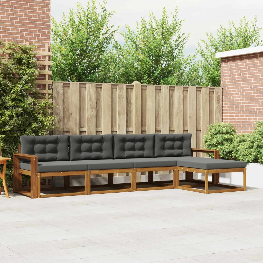 Set di divani da esterno con cuscino 5 pcs Naturale e Antracite