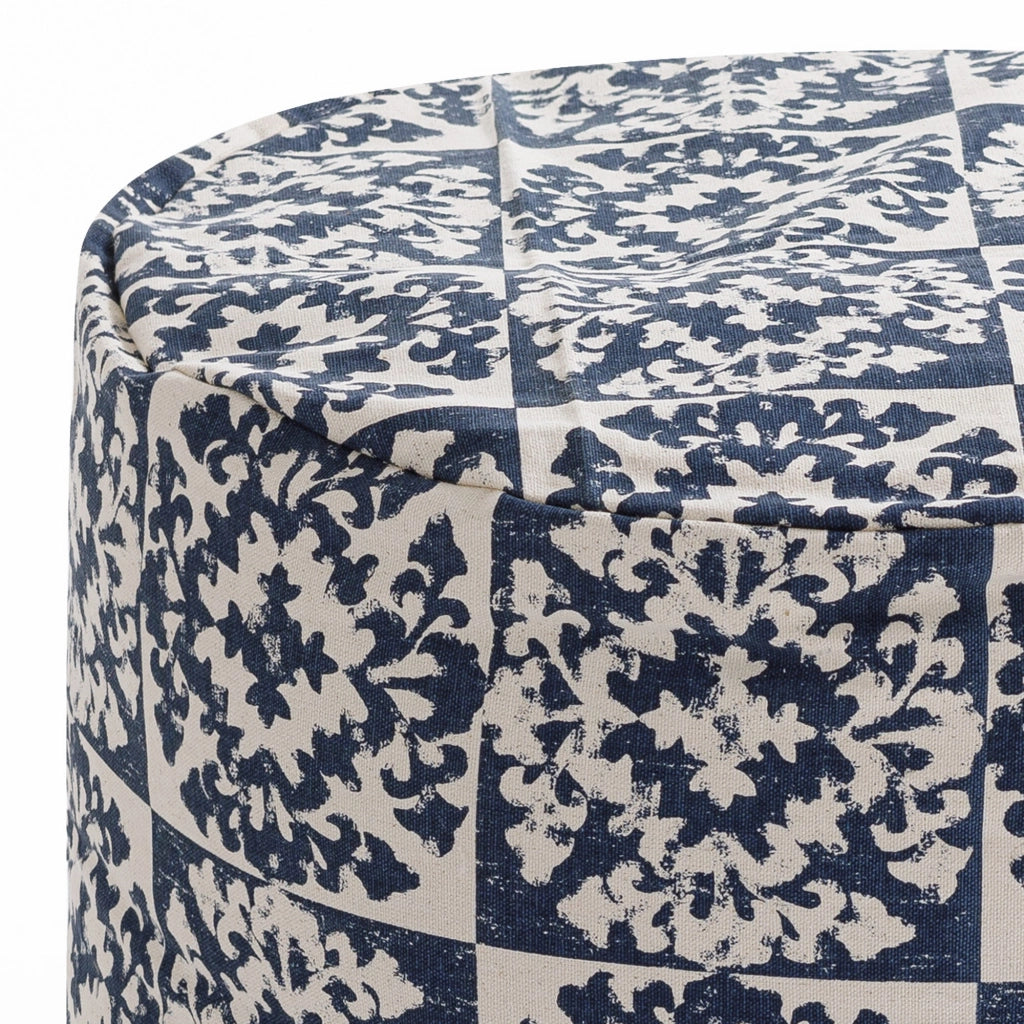 Pouf rotondo in cotone  a fantasia non sfoderabile