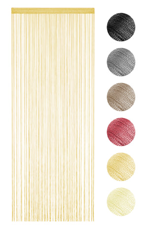 Tenda A Fili Stringhe Anti Mosche Insetti Divisorio Con Asola Per inserimento Di Bastoni Zanzariera Adattabile Con Forbici Porta Finestra Elegante - Beige - 100x200 cm