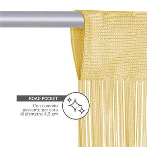 Tenda A Fili Stringhe Anti Mosche Insetti Divisorio Con Asola Per inserimento Di Bastoni Zanzariera Adattabile Con Forbici Porta Finestra Elegante - Beige - 100x200 cm