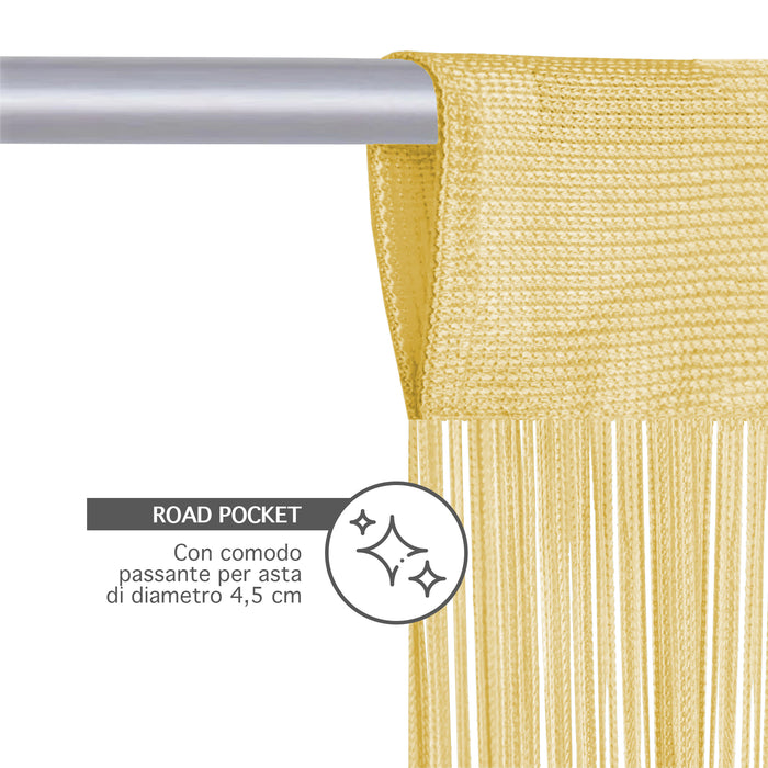 Tenda A Fili Stringhe Anti Mosche Insetti Divisorio Con Asola Per inserimento Di Bastoni Zanzariera Adattabile Con Forbici Porta Finestra Elegante - Beige - 100x200 cm