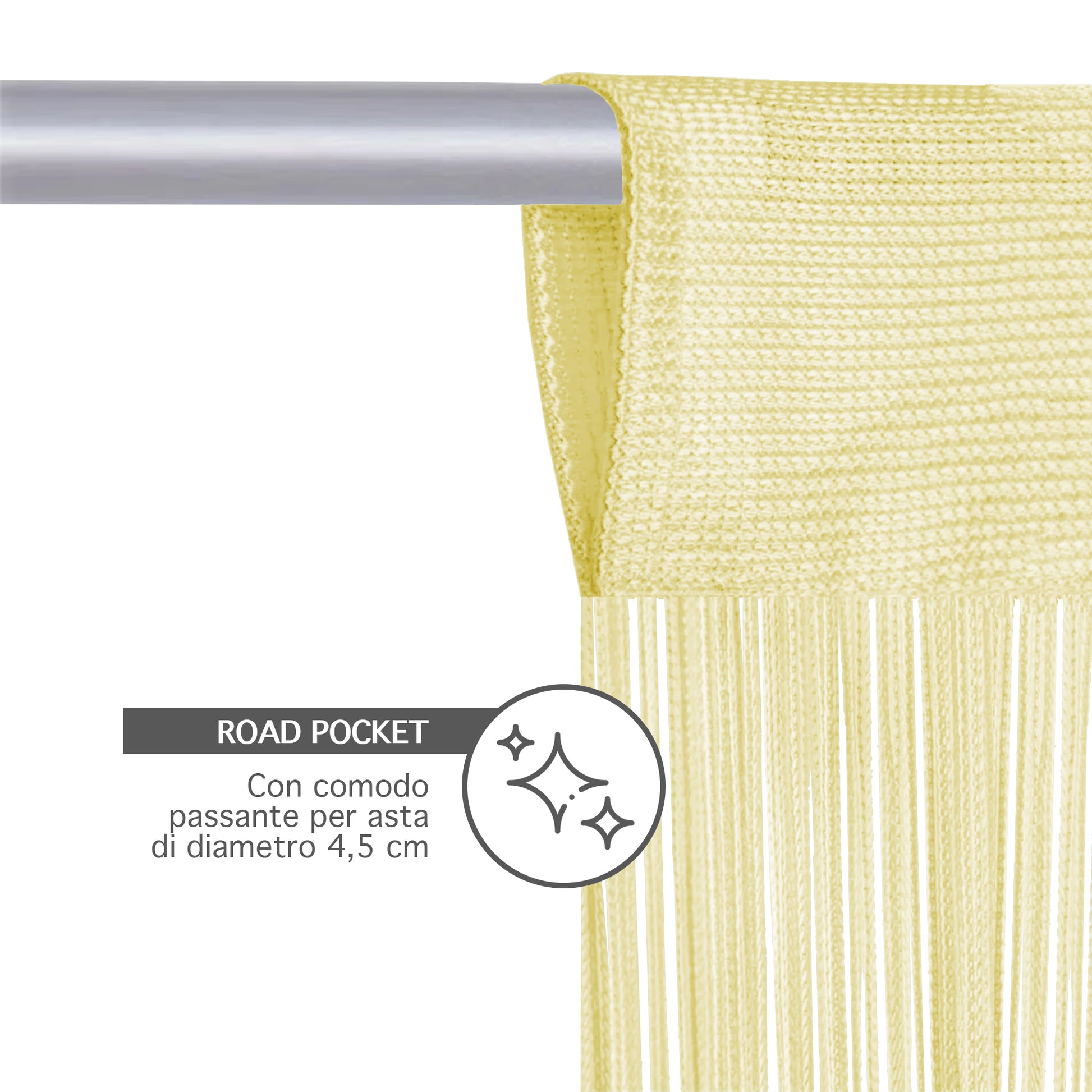 Tenda A Fili Stringhe Anti Mosche Insetti Divisorio Con Asola Per inserimento Di Bastoni Zanzariera Adattabile Con Forbici Porta Finestra Elegante - Bianco - 100x200 cm