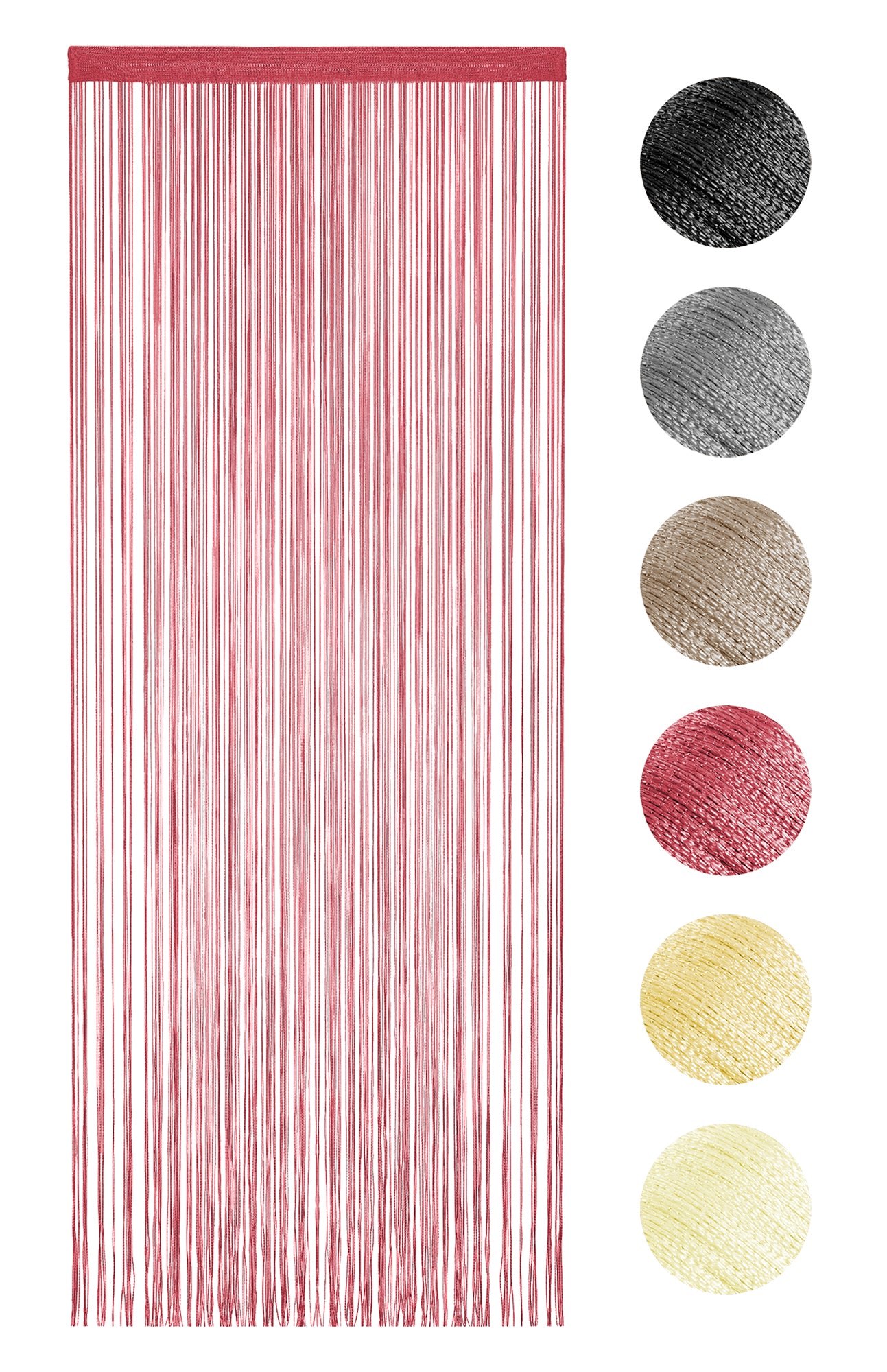 Tenda A Fili Stringhe Anti Mosche Insetti Divisorio Con Asola Per inserimento Di Bastoni Zanzariera Adattabile Con Forbici Porta Finestra Elegante - Bordeaux - 100x200 cm