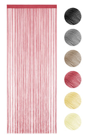 Tenda A Fili Stringhe Anti Mosche Insetti Divisorio Con Asola Per inserimento Di Bastoni Zanzariera Adattabile Con Forbici Porta Finestra Elegante - Bordeaux - 100x200 cm