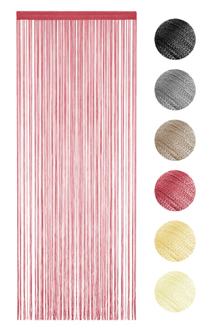 Tenda A Fili Stringhe Anti Mosche Insetti Divisorio Con Asola Per inserimento Di Bastoni Zanzariera Adattabile Con Forbici Porta Finestra Elegante - Bordeaux - 100x200 cm