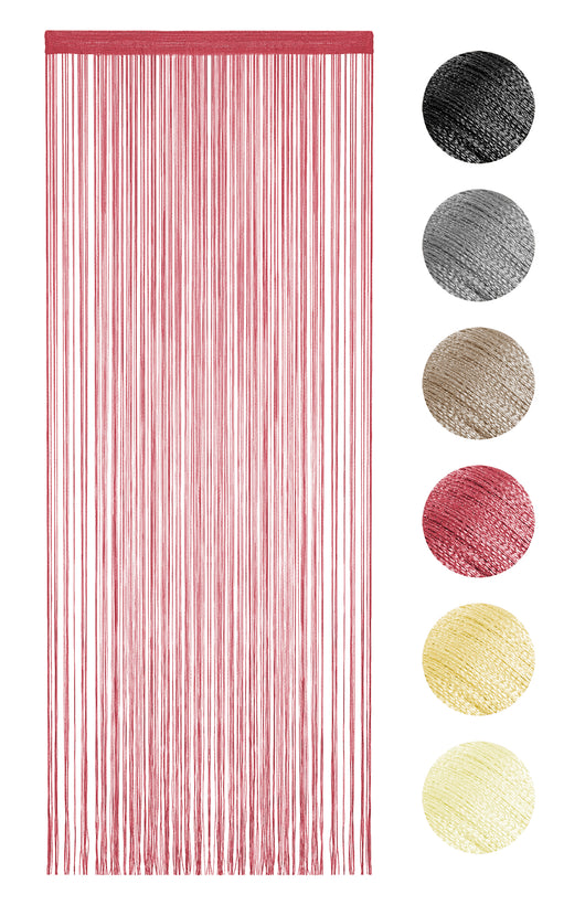 Tenda A Fili Stringhe Anti Mosche Insetti Divisorio Con Asola Per inserimento Di Bastoni Zanzariera Adattabile Con Forbici Porta Finestra Elegante - Bordeaux - 100x200 cm