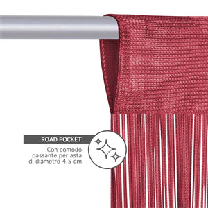 Tenda A Fili Stringhe Anti Mosche Insetti Divisorio Con Asola Per inserimento Di Bastoni Zanzariera Adattabile Con Forbici Porta Finestra Elegante - Bordeaux - 140x290 cm