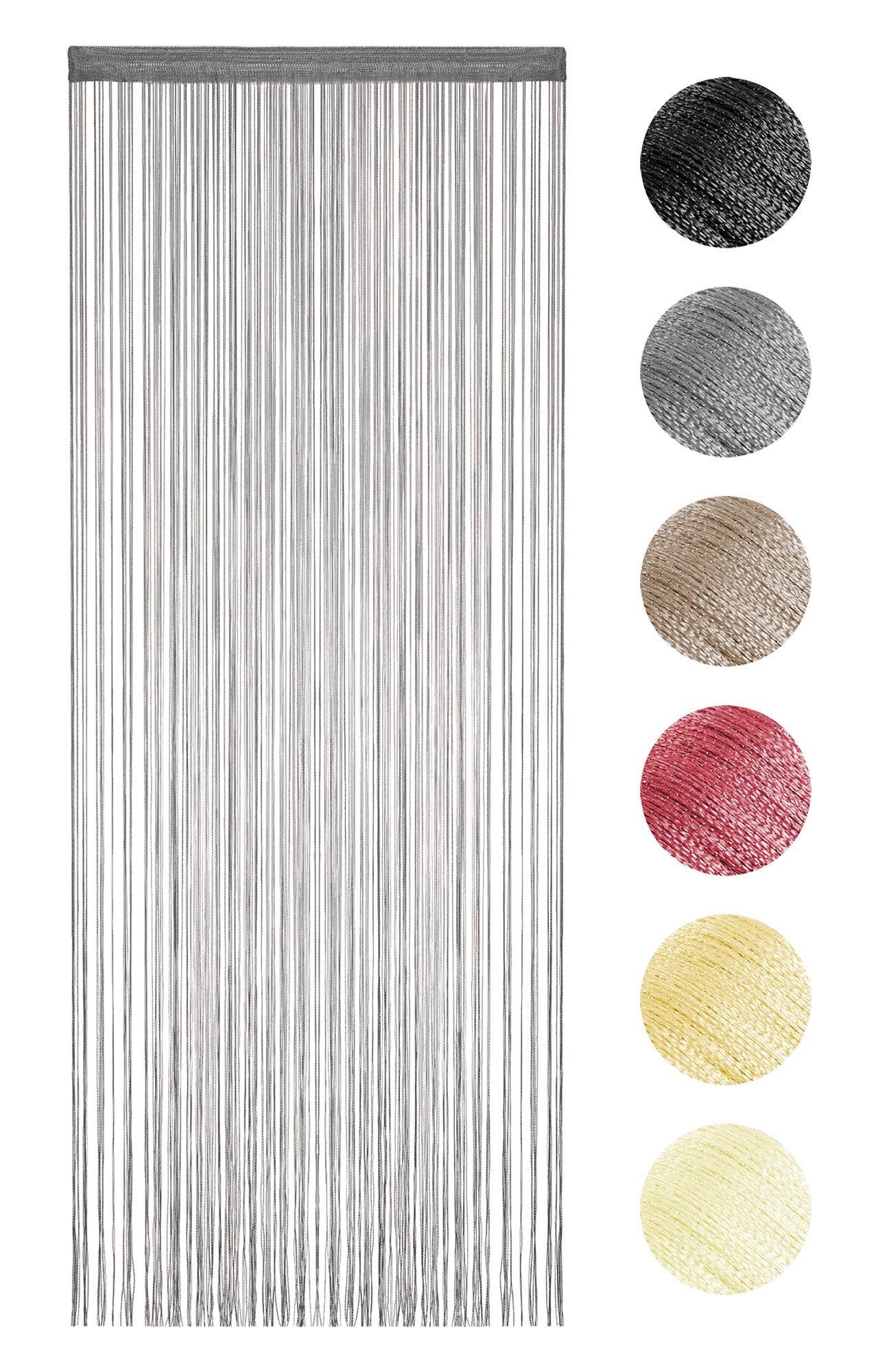 Tenda A Fili Stringhe Anti Mosche Insetti Divisorio Con Asola Per inserimento Di Bastoni Zanzariera Adattabile Con Forbici Porta Finestra Elegante - Grigio - 100x200 cm