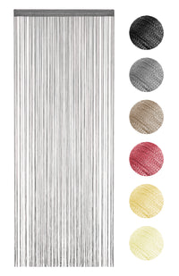 Tenda A Fili Stringhe Anti Mosche Insetti Divisorio Con Asola Per inserimento Di Bastoni Zanzariera Adattabile Con Forbici Porta Finestra Elegante - Grigio - 100x200 cm