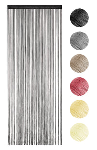 Tenda A Fili Stringhe Anti Mosche Insetti Divisorio Con Asola Per inserimento Di Bastoni Zanzariera Adattabile Con Forbici Porta Finestra Elegante - Nero - 100x200 cm