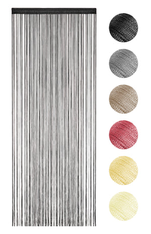 Tenda A Fili Stringhe Anti Mosche Insetti Divisorio Con Asola Per inserimento Di Bastoni Zanzariera Adattabile Con Forbici Porta Finestra Elegante - Nero - 100x200 cm