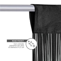 Tenda A Fili Stringhe Anti Mosche Insetti Divisorio Con Asola Per inserimento Di Bastoni Zanzariera Adattabile Con Forbici Porta Finestra Elegante - Nero - 100x200 cm