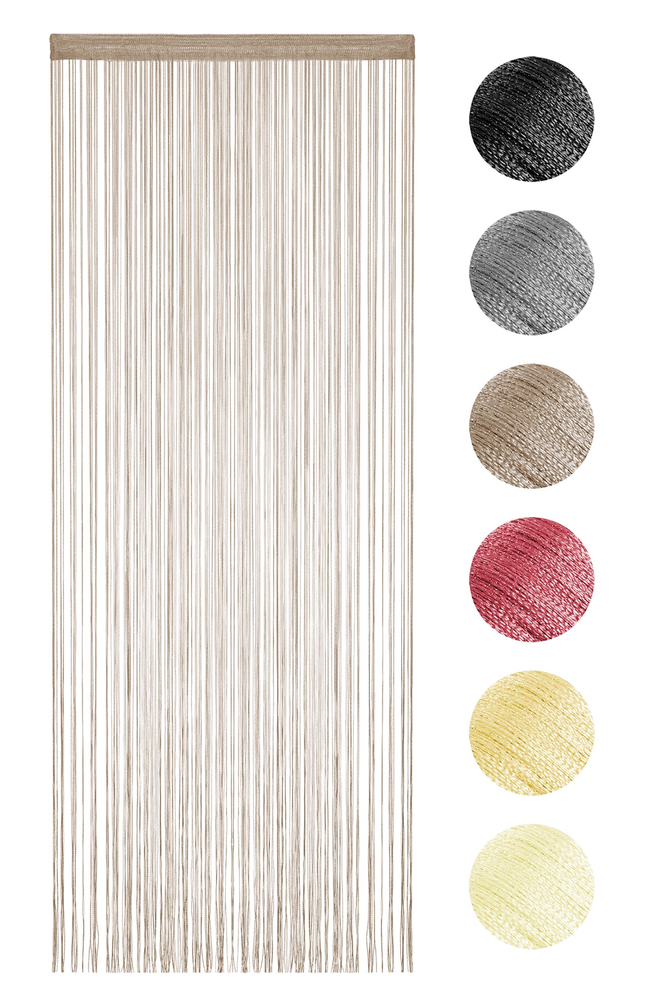 Tenda A Fili Stringhe Anti Mosche Insetti Divisorio Con Asola Per inserimento Di Bastoni Zanzariera Adattabile Con Forbici Porta Finestra Elegante - Tortora - 140x290 cm