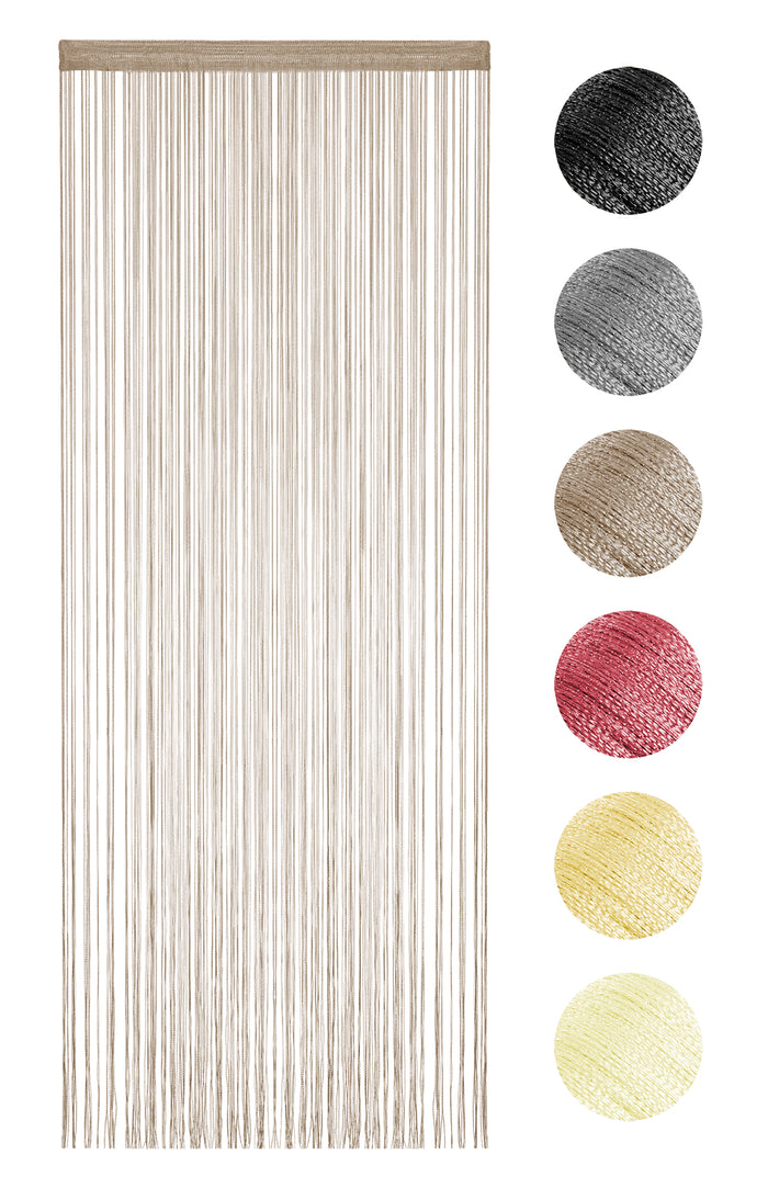 Tenda A Fili Stringhe Anti Mosche Insetti Divisorio Con Asola Per inserimento Di Bastoni Zanzariera Adattabile Con Forbici Porta Finestra Elegante - Tortora - 140x290 cm